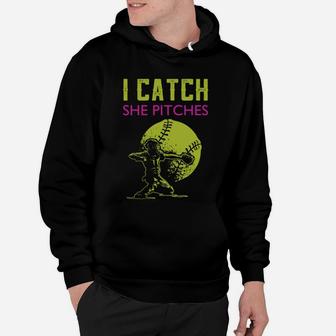 Softball Shirt I Catch She Pitches Hoodie - Seseable