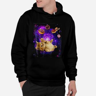 Space Cat Doughnut Super Flying Kitty Galaxy Hoodie - Seseable