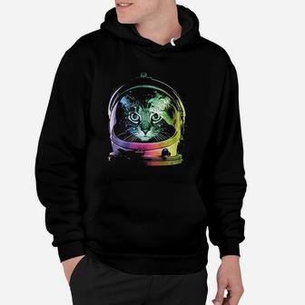 Space Cat Rainbow Astronaut Helmet Galaxy Hoodie - Seseable