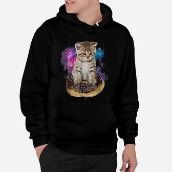 Space Donut Cat Flying Kitty Galaxy Hoodie - Seseable