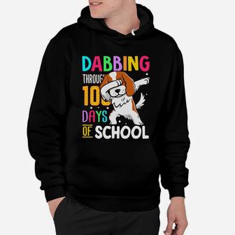 Spaniel Dabbing Through 100 Days Of School Colorful Dog Lovers Funny Student Hoodie - Seseable