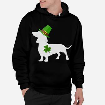 St Patrick Funny Leprechaun Dachshund Dog Shamrock Hoodie - Seseable