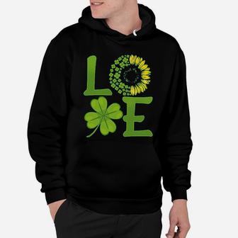 St Patricks Day Love Sunflower Lucky Leaf Hoodie - Seseable
