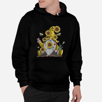 Sunflower Gnome With Bee Funny Hippie Gnome Gift Hoodie - Seseable