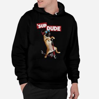 Sup Dude Pug On Scooter Graphic Hoodie - Seseable