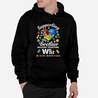 Supporting My Brother Puzzle Autism Awareness Month Hoodie - Seseable