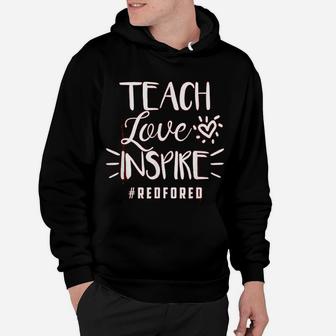 Teach Love Inspire Red For Ed Teacher Supporter Gift Hoodie - Seseable