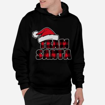 Team Santa Christmas Buffalo Red Plaid Xmas Santa Hat Hoodie - Seseable