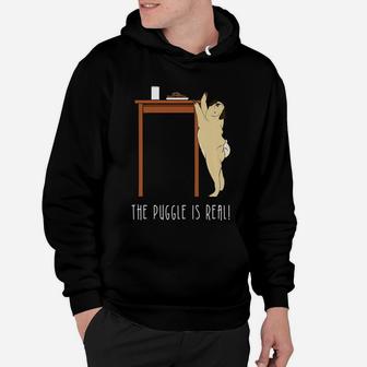 The Puggle Is Real Funny Pug Dog Pun Cookies Milk Hoodie - Seseable