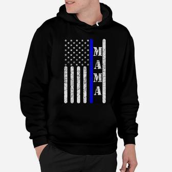Thin Blue Line Mama Vintage Police American Flag Gift Hoodie - Seseable
