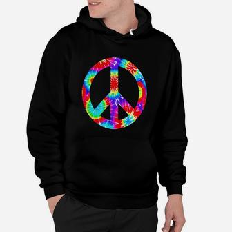 Tie Dye Flower Peace Sign T Shirt Hippy 60s 70s Costume Hoodie - Seseable