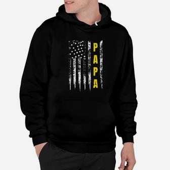 Truck Driver Yellow Line Papa Us Flag Distressed Hoodie - Seseable