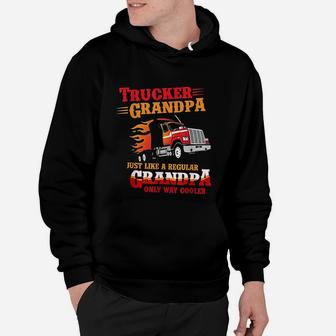 Trucker Grandpa Way Cooler Granddad Grandfather Truck Driver Hoodie - Seseable