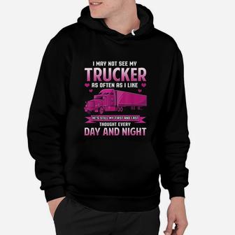 Trucker Wife Funny Gift Trucker Girlfriend Trucking Hoodie - Seseable