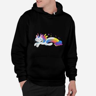 Unicorn Kitty Rainbow Flying Unicat Caticorn Hoodie - Seseable