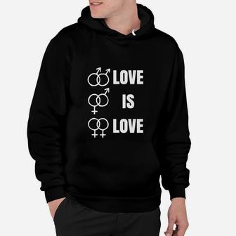 Unisex 'Love is Love' Hoodie mit Geschlechtssymbolen in Schwarz - Seseable
