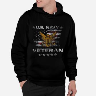 U.s Navy Veteran Vintage American Flag Hoodie - Seseable