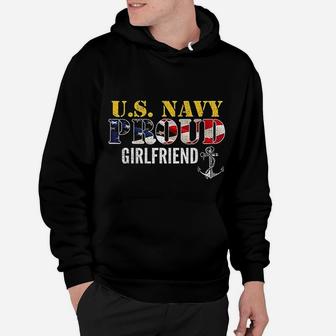 Us Proud Navy Girlfriend With American Flag Military Veteran Hoodie - Seseable