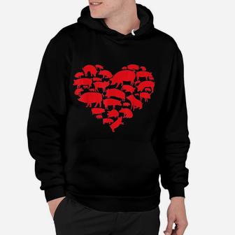 Valentines Day I Love Pigs Farm Animal Pig Lover Gifts Hoodie - Seseable