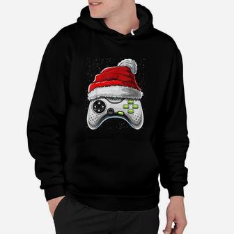Video Game Controller Christmas Santa Hat Gamer Gift Boys Hoodie - Seseable