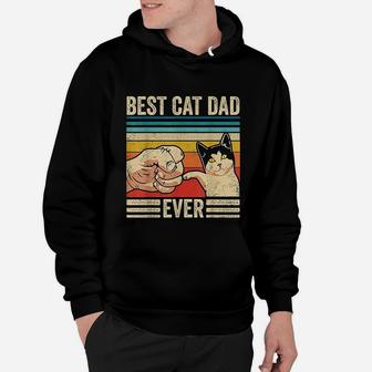 Vintage Best Cat Dad Ever Bump Fit Fathers Day Gifts Hoodie - Seseable