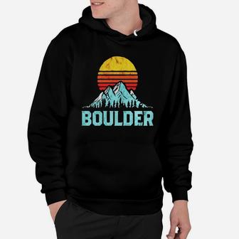 Vintage Boulder, Colorado Retro Distressed Mountains Tee Hoodie - Seseable