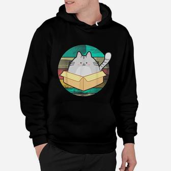 Vintage Cat In Box Retro Style Cute Fat Cat Hoodie - Seseable