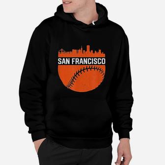 Vintage Downtown San Francisco Skyline Baseball Hoodie - Seseable