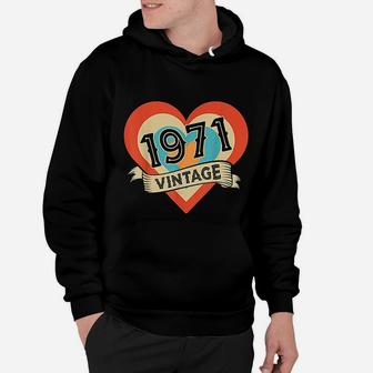 Vintage Heart Made In 1971 Bday Gifts Birthday Gift Hoodie - Seseable