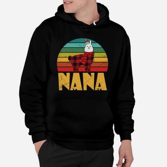 Vintage Llama Nana Cute Plaid Gift For Grandma Hoodie - Seseable