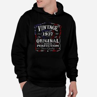Vintage Made In 1937 Birthday Gift T-shirt Us Flag July 4th Black Women Hoodie - Seseable