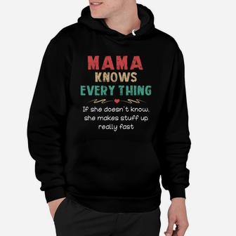 Vintage Mama Knows Everything Quote Black Hoodie - Seseable