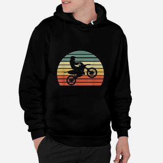 Vintage Motocross Dirt Bike Silhouette Retro Hoodie - Seseable
