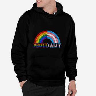 Vintage Proud Ally Flag Rainbow Lgbt Transgender Pride Month Shirt Hoodie - Seseable