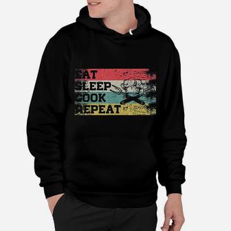 Vintage Retro Eat Sleep Cook Repeat Hoodie | Seseable UK