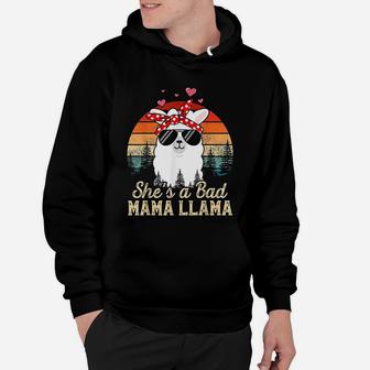 Vintage Sunset She Is A Bad Mama Llama Funny Mothers Day Hoodie - Seseable