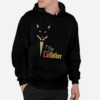 Vintage The Catfather Funny Cat Dad Father Of Cats Retro Sunset Kitty Kitten Lover Hoodie - Seseable