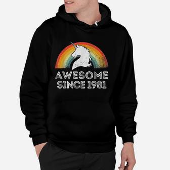 Vintage Unicorn Awesome Since 1981 41st Birthday 41 Year Old Hoodie - Seseable