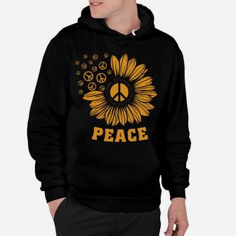 Vintage Yellow Sunflower Peace Sign Peaceful Hippie Hoodie - Seseable