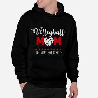 Volleyball Mom Game Red Girl Sports Heart Ball Gift Hoodie - Seseable