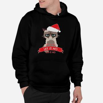 Weihnachtsshirt Mürrische Katze Let It NO, Lustiges Festtags Tee Hoodie - Seseable