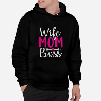 Wife Mom Boss Hustle New Mothers Day Women Christmas Gift Hoodie - Seseable