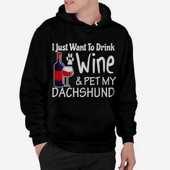 Wine And Hot Dogs Funny Dachshund Gifts For Dachshund Dad Hoodie - Seseable