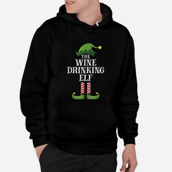 Wine Drinking Elf Matching Family Group Christmas Pajama Hoodie - Seseable