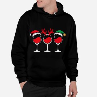 Wine Glass Christmas Elf Santa Hat Reindeer Antlers Hoodie - Seseable