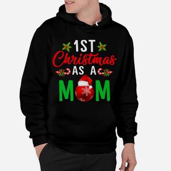 Womens 1st Christmas As A Mom Xmas Gift For New Mommy Tee Hoodie - Seseable