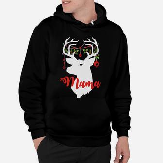 Womens Mama Reindeer Deer Matching Family Group Christmas Hoodie - Seseable