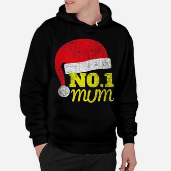 Womens Mum Santa Hat No 1 Christmas Gif For Mum Mom Mother Hoodie - Seseable