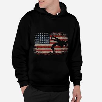 Wrestling American Flag Wrestling Wrestle Gift Hoodie | Seseable UK