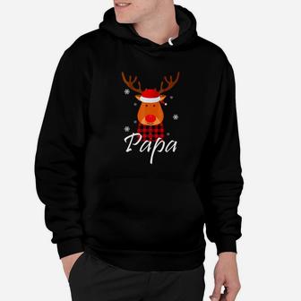 Xmas Plaid Reindeer Papa Family Christmas Father Buffalo Hoodie | Seseable UK